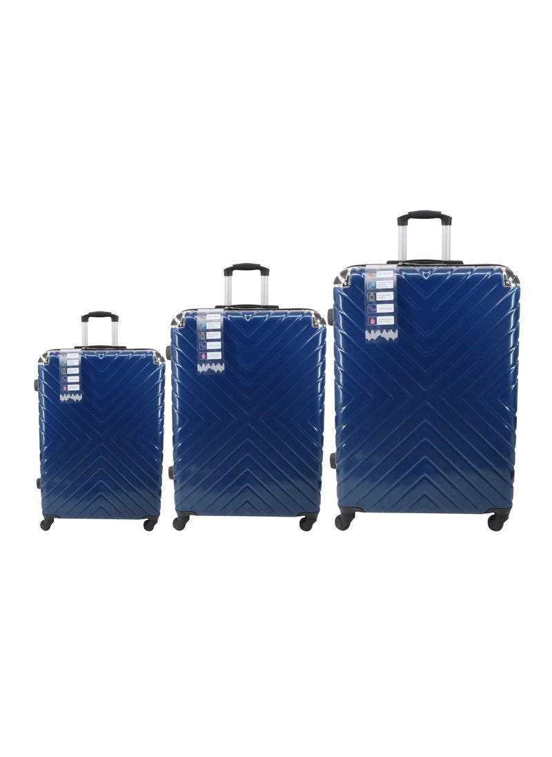 Set Of 3 Polycarbonate Luggage-75cm, 65cm (Check-In) & 55cm (Cabin) Hardsided Spinner Trolley Bags With In-Built TSA Lock