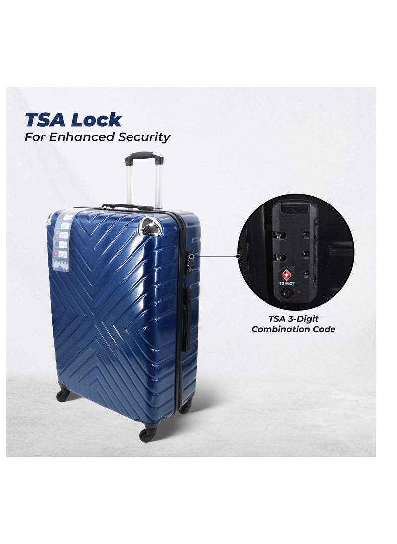 Set Of 3 Polycarbonate Luggage-75cm, 65cm (Check-In) & 55cm (Cabin) Hardsided Spinner Trolley Bags With In-Built TSA Lock