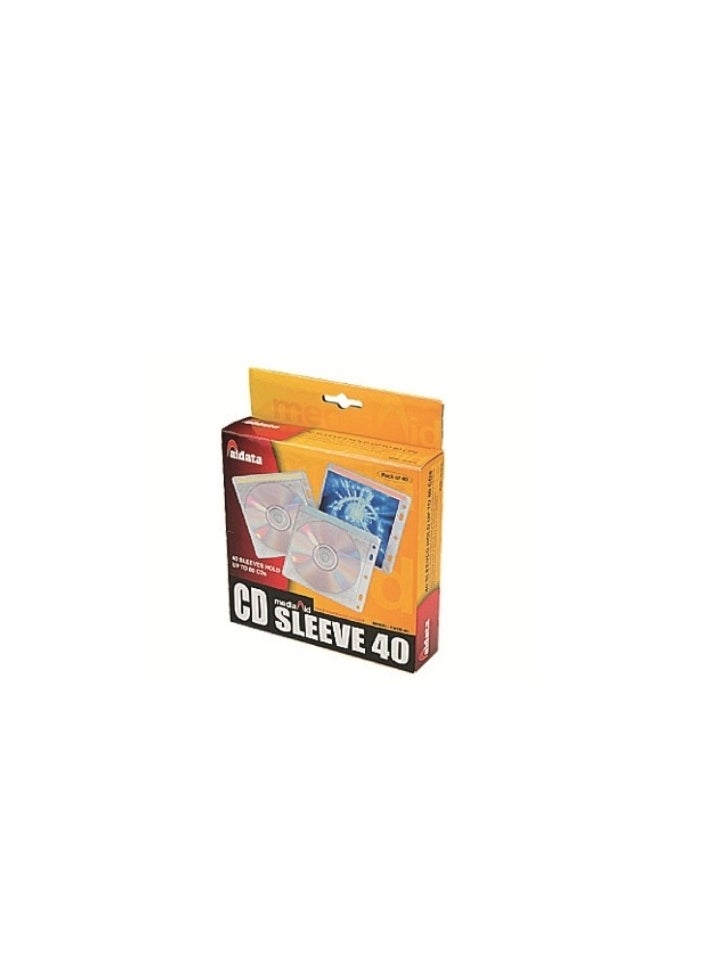 AIDATA CD Sleeves 40 - Holds 40 - 80 CD's Case 2discos - Pockets for Optical Disc (Cover, 2 Discs, 40 Pieces))