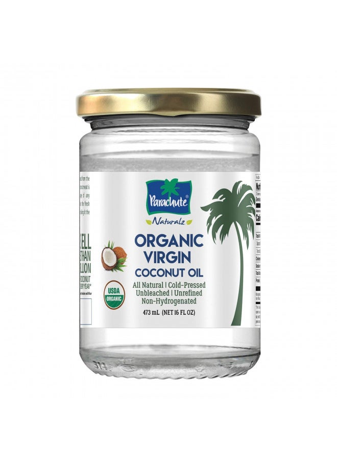 Parachute Naturalz Virgin Coconut Oil | 100% Organic Cooking Oil, Hair Oil and Skin Oil | Cold Pressed | USDA Certified |16 Fl. Oz