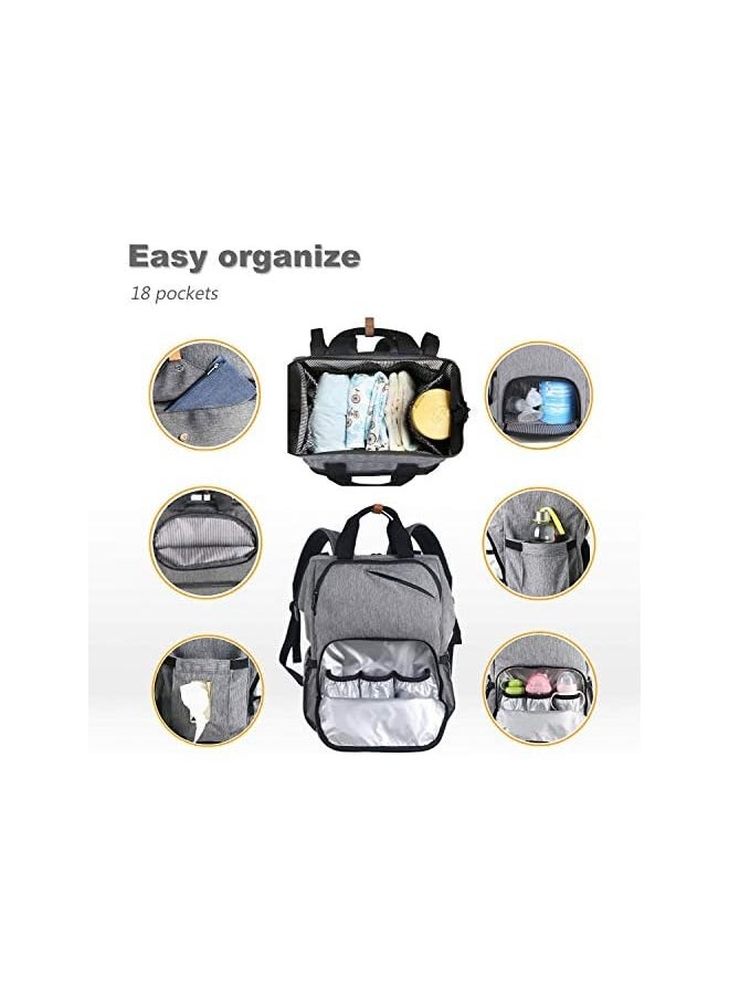 Baby Diaper Bag Backpack Large Capacity Double Compartment with Stroller Straps,Waterproof Nappy Bag Backpack for Newborn Mother/Father