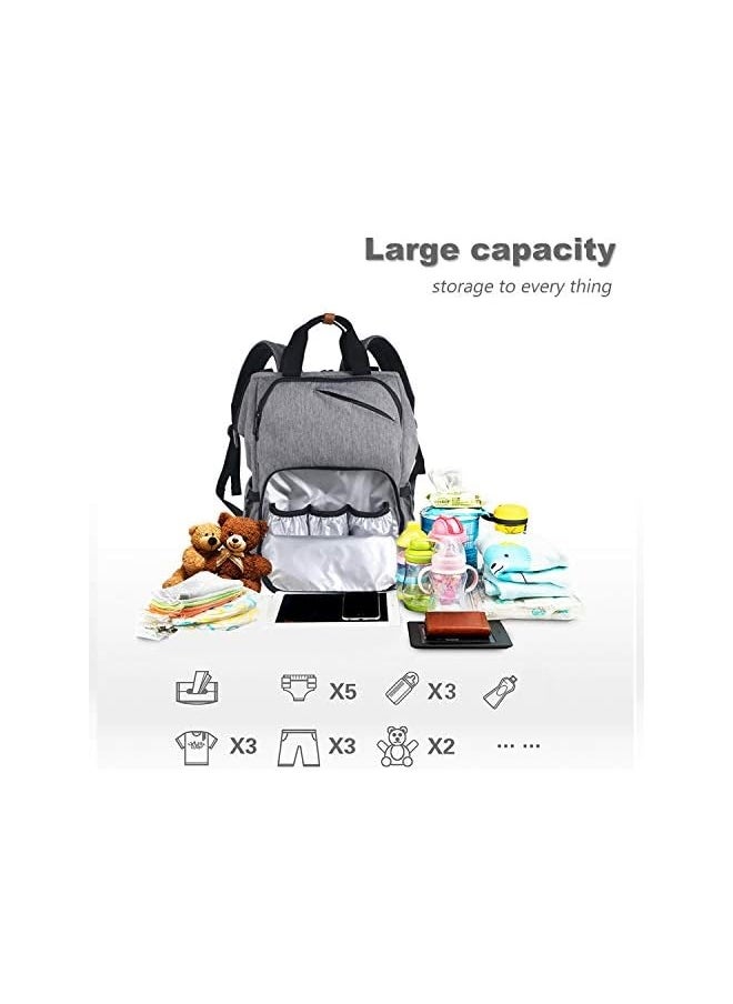 Baby Diaper Bag Backpack Large Capacity Double Compartment with Stroller Straps,Waterproof Nappy Bag Backpack for Newborn Mother/Father