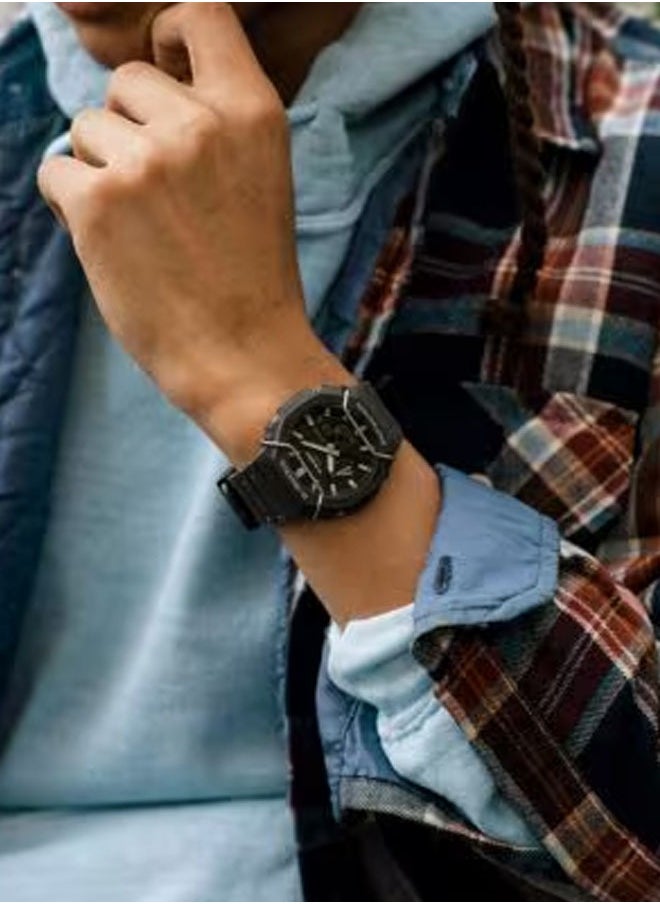 GA-2100PTS-8A – Stylish Monochrome Carbon Core Watch with Octagonal Bezel