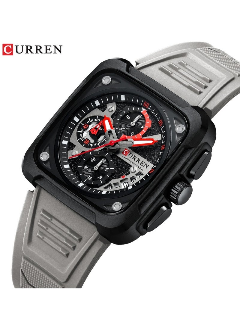 2024 New CURREN Watch 8461 Men's Watch Import Quartz Movement 30M Waterproof Wristwatch Luminous Hands Date High Quality Silicone Band