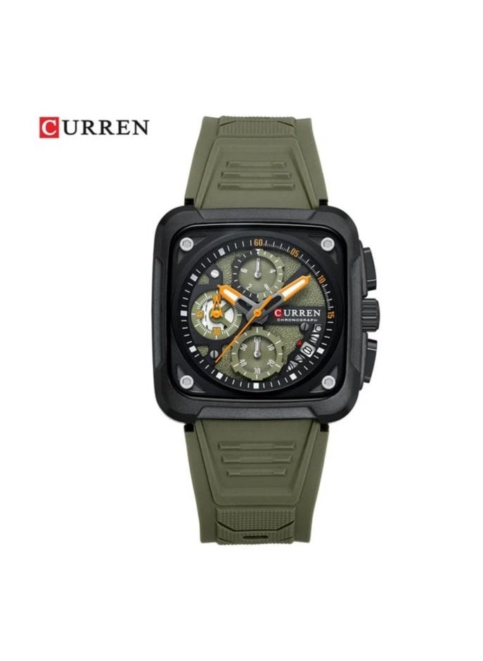 2024 New CURREN Watch 8461 Men's Watch Import Quartz Movement 30M Waterproof Wristwatch Luminous Hands Date High Quality Silicone Band