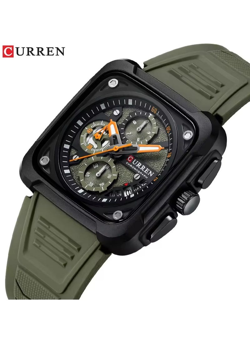 2024 New CURREN Watch 8461 Men's Watch Import Quartz Movement 30M Waterproof Wristwatch Luminous Hands Date High Quality Silicone Band