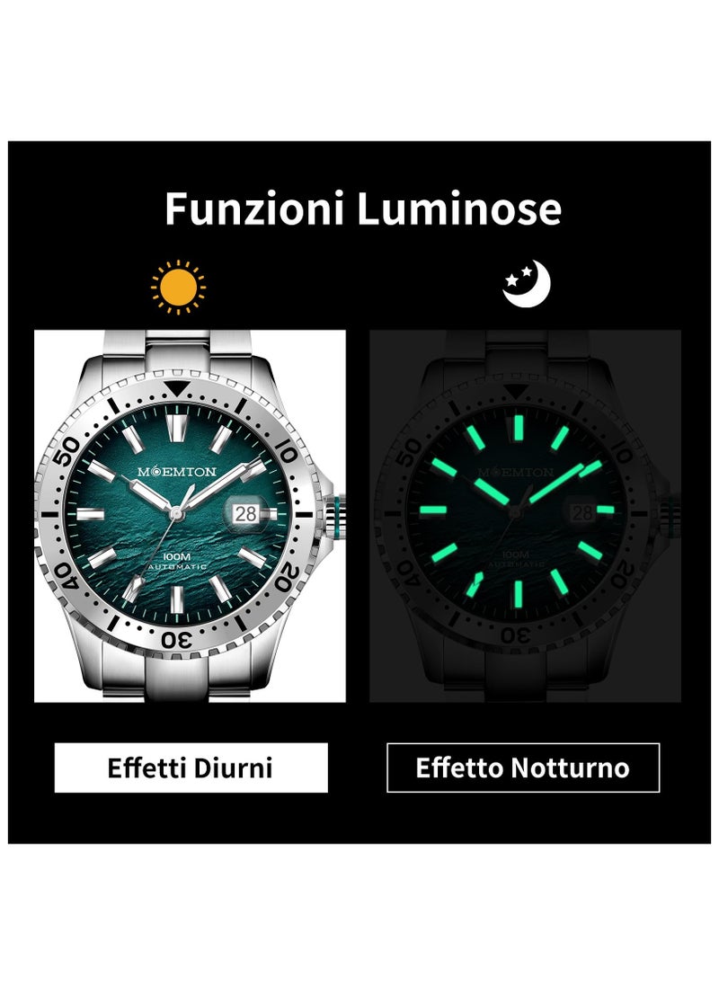 MOEMTON Mountain Series Men's Watch Automatic Mechanical Movement Rotating Bezel Horizontal Dial Calendar M135.BSSA01