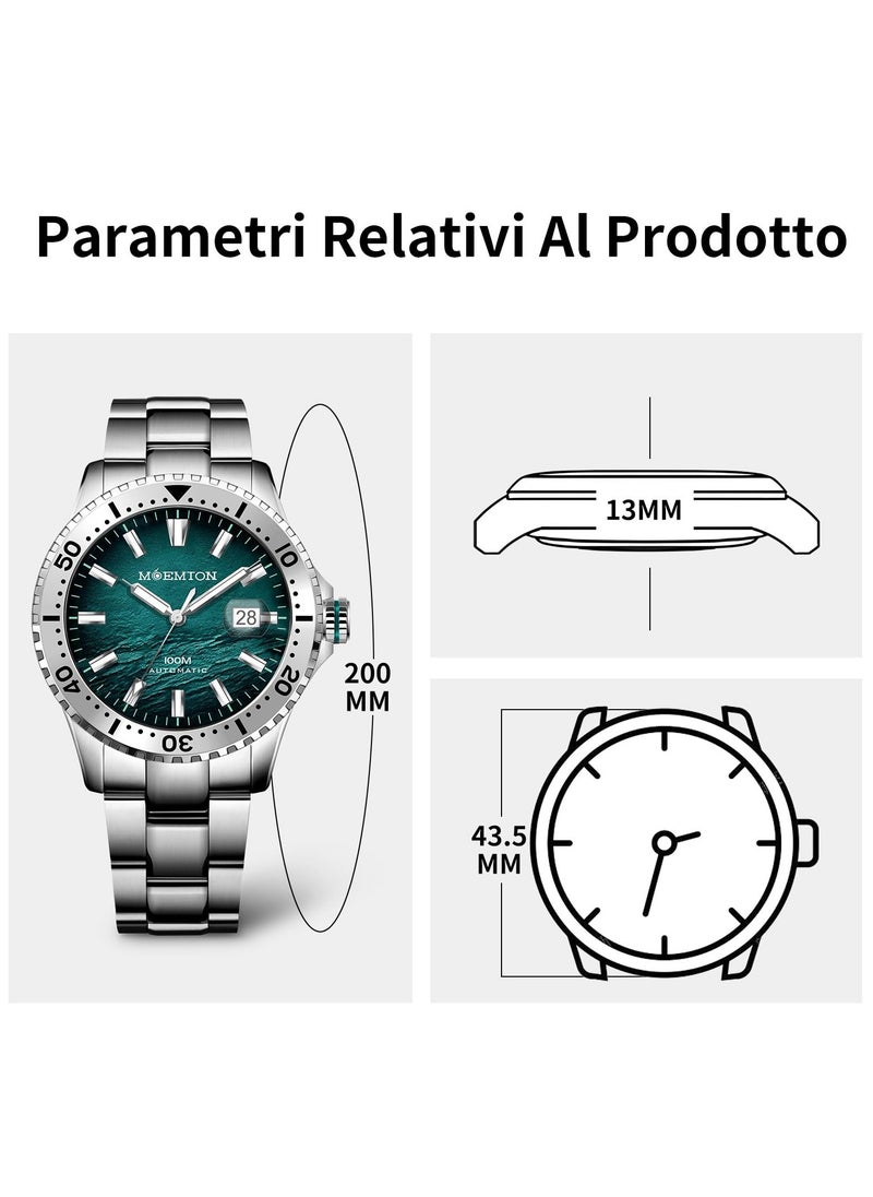 MOEMTON Mountain Series Men's Watch Automatic Mechanical Movement Rotating Bezel Horizontal Dial Calendar M135.BSSA01