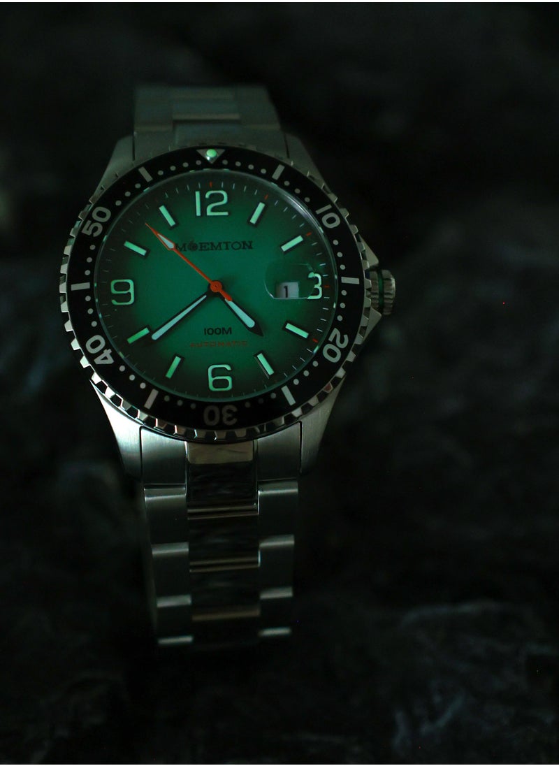 MOEMTON Deep Sea Series Men's Watch, Automatic Mechanical Watch for Men Rotating Bezel - Stainless Steel Band - 100m Water Resistant M136.BSSA01