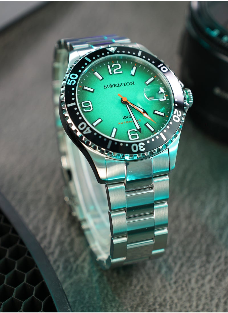 MOEMTON Deep Sea Series Men's Watch, Automatic Mechanical Watch for Men Rotating Bezel - Stainless Steel Band - 100m Water Resistant M136.BSSA01