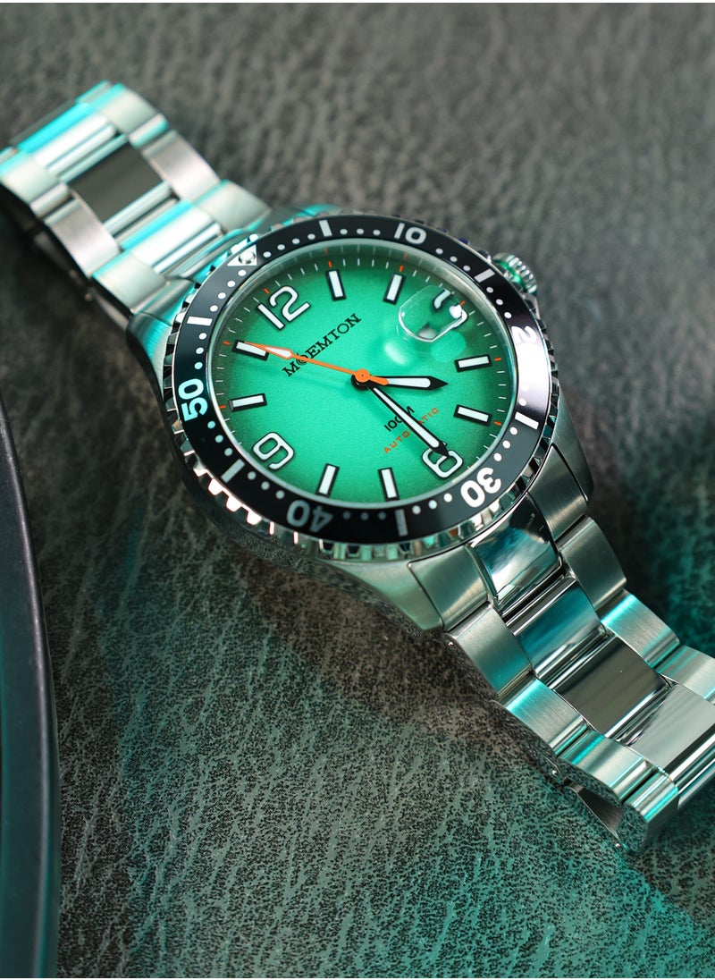 MOEMTON Deep Sea Series Men's Watch, Automatic Mechanical Watch for Men Rotating Bezel - Stainless Steel Band - 100m Water Resistant M136.BSSA01