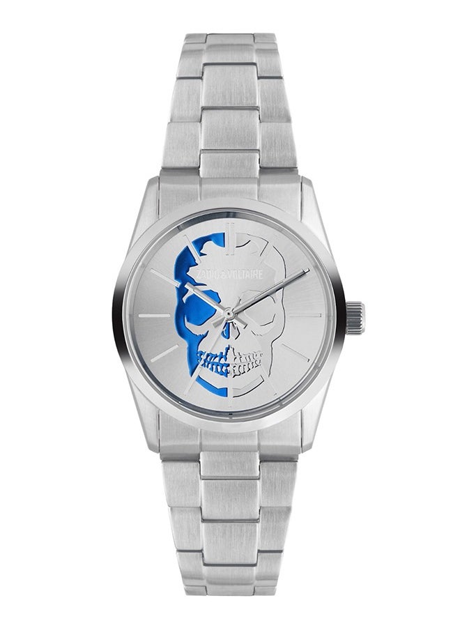 Unisex Adult Zadig & Voltaire  Analogue Quartz Watch with Engraved Dial and Silver Stainless Steel Bracelet - ZVT001