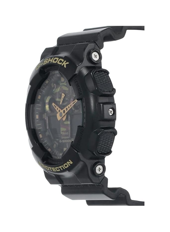 Casio G-Shock GA-100CF-1A9DR Black & Gold Camoflauge Analog-Digital Dial Black Resin Strap Men's Watch