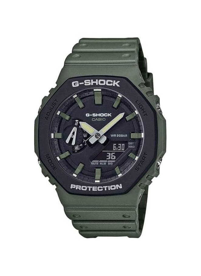 Casio G-Shock GA-2110SU-3ADR Black & Green Analog-Digital Dial Green Resin Strap Men's Watch