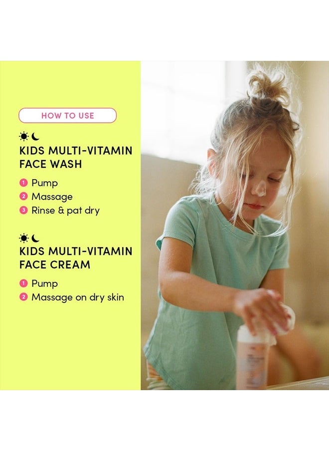 Kids Happy Face Duo (Cool Peach) - Multi-Vitamin Kids Face Wash & Kids Face Cream Set - Clean & Vegan Skin Care for Kids 3+ - Moisturizing, Nourishing, & Protective Kids Skin Care Set