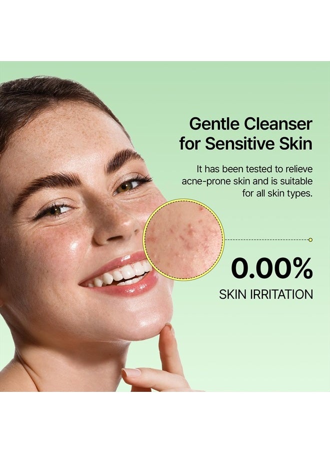 Clean and Glow Green Barley LHA Deep Cleansing Foam, Vegan Certified, Low pH, For Acne-Prone and Sensitive Skin, 5.57 Fl Oz