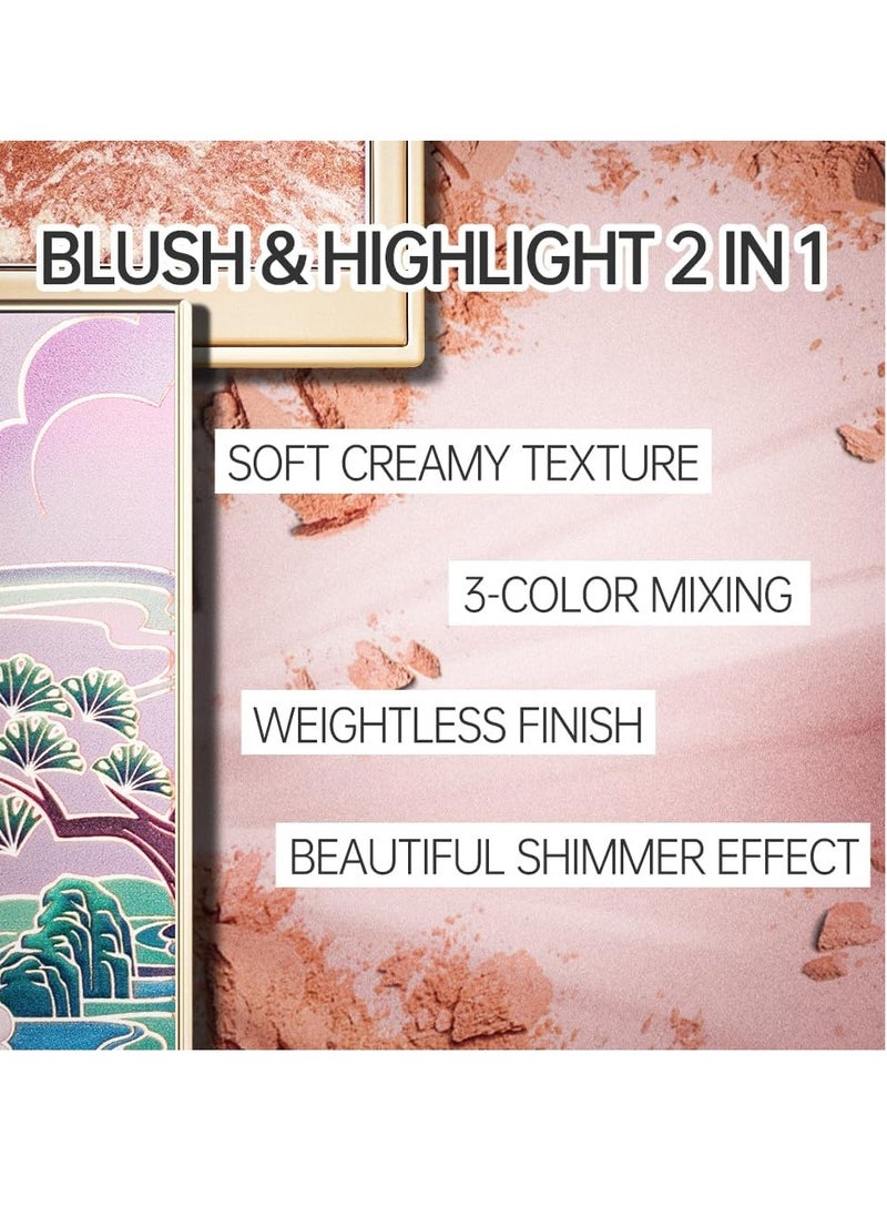 Blusher for Cheeks Make Up Coral Pink Peach powder blush Shimmering Blush Creates a Lightweight Natural Finish 10g