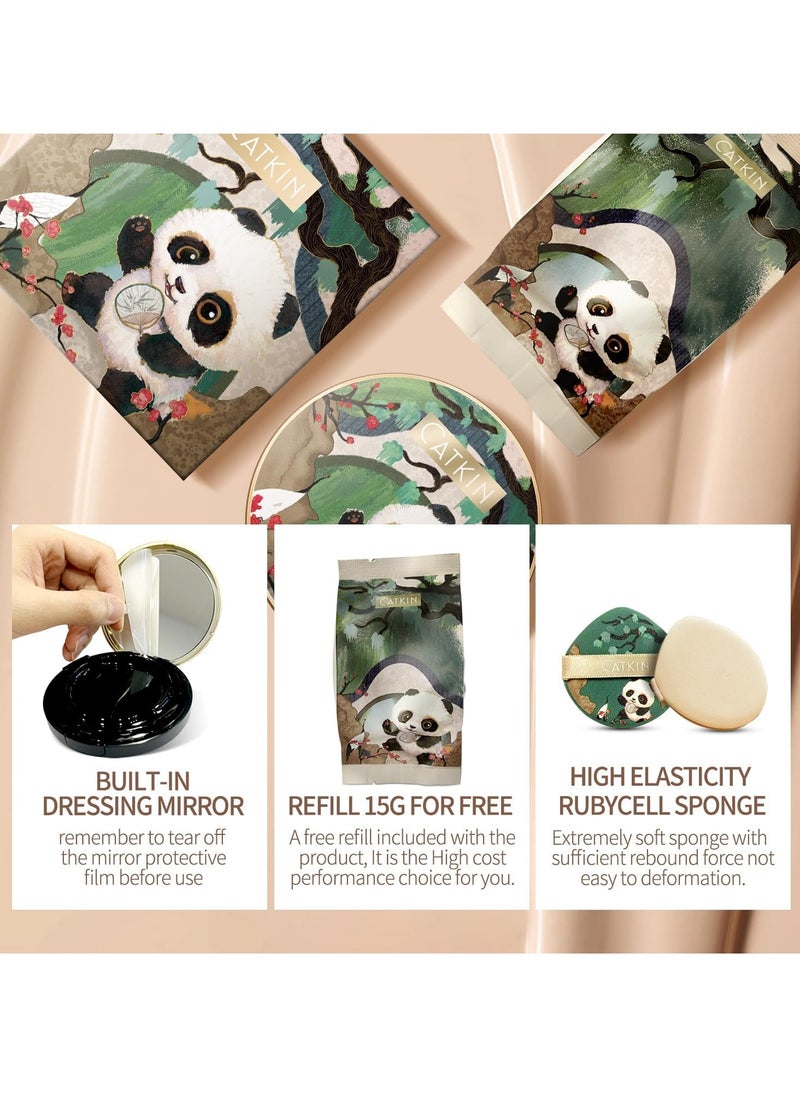 Panda Land Foundation Full Coverage Breathable Cushion Foundation with Nourishing and Long wearing Formula Buildable Coverage for Sensitive Skin 15g 2