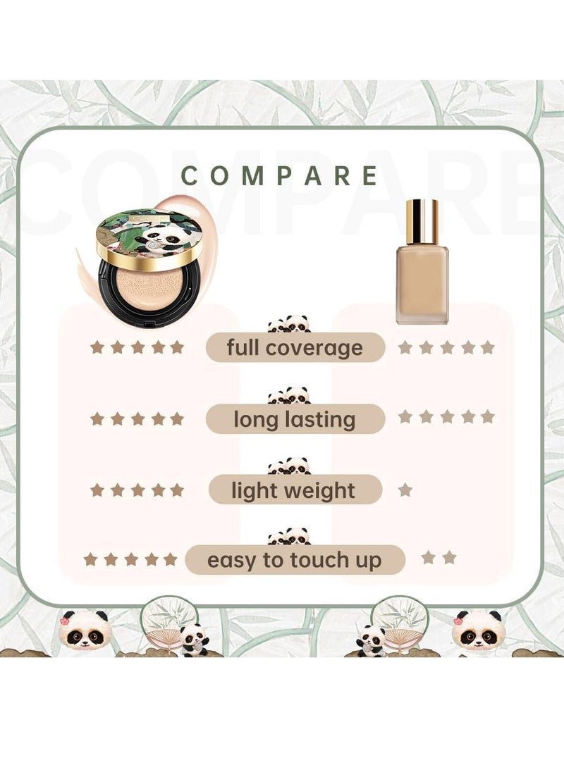 Panda Land Foundation Full Coverage Breathable Cushion Foundation with Nourishing and Long wearing Formula Buildable Coverage for Sensitive Skin 15g 2