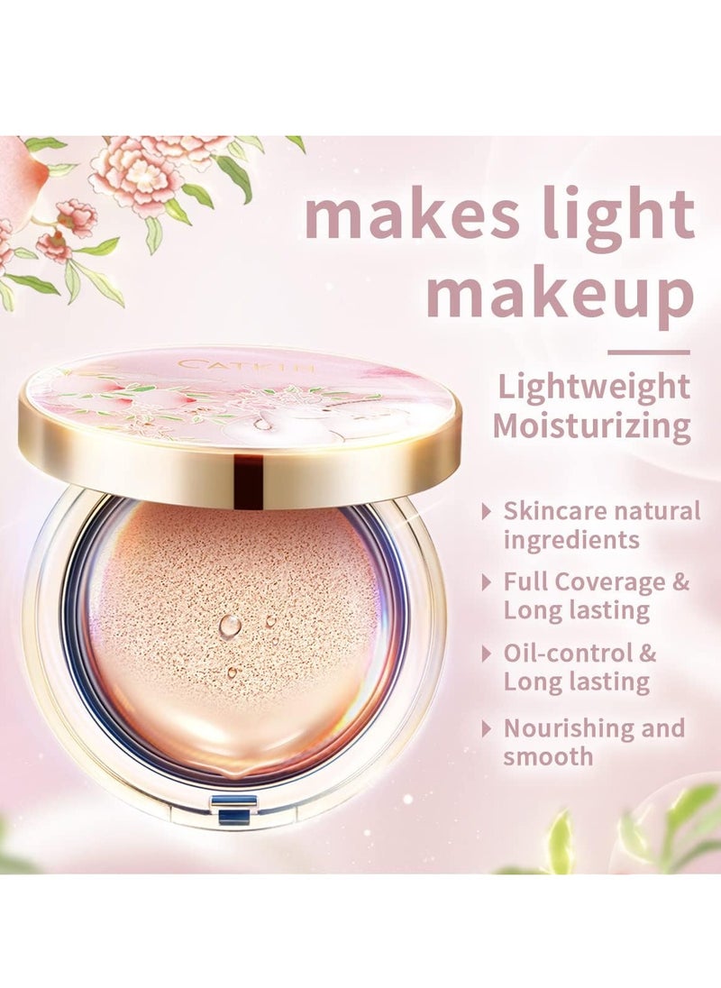 PEACH BLOSSOM Skincare BB Cream Air Cushion Foundation Matte Oil control Concealer for All Skin Types Refillable Foundation Makeup 13g 3 C01