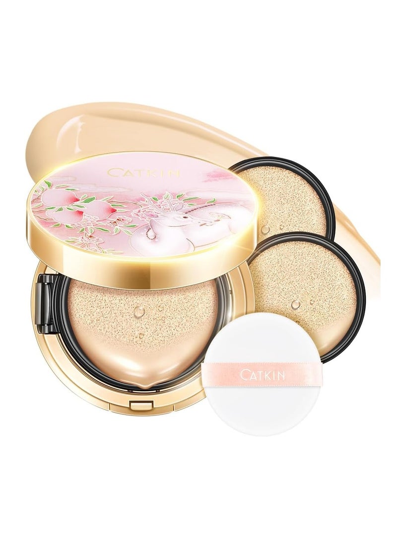 PEACH BLOSSOM Skincare BB Cream Air Cushion Foundation Matte Oil control Concealer for All Skin Types Refillable Foundation Makeup 13g 3 C01