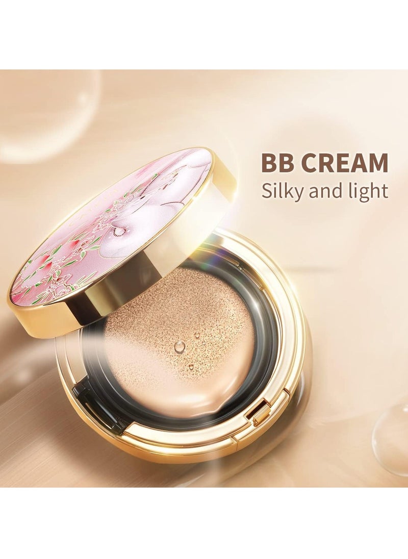 PEACH BLOSSOM Skincare BB Cream Air Cushion Foundation Matte Oil control Concealer for All Skin Types Refillable Foundation Makeup 13g 3 C01