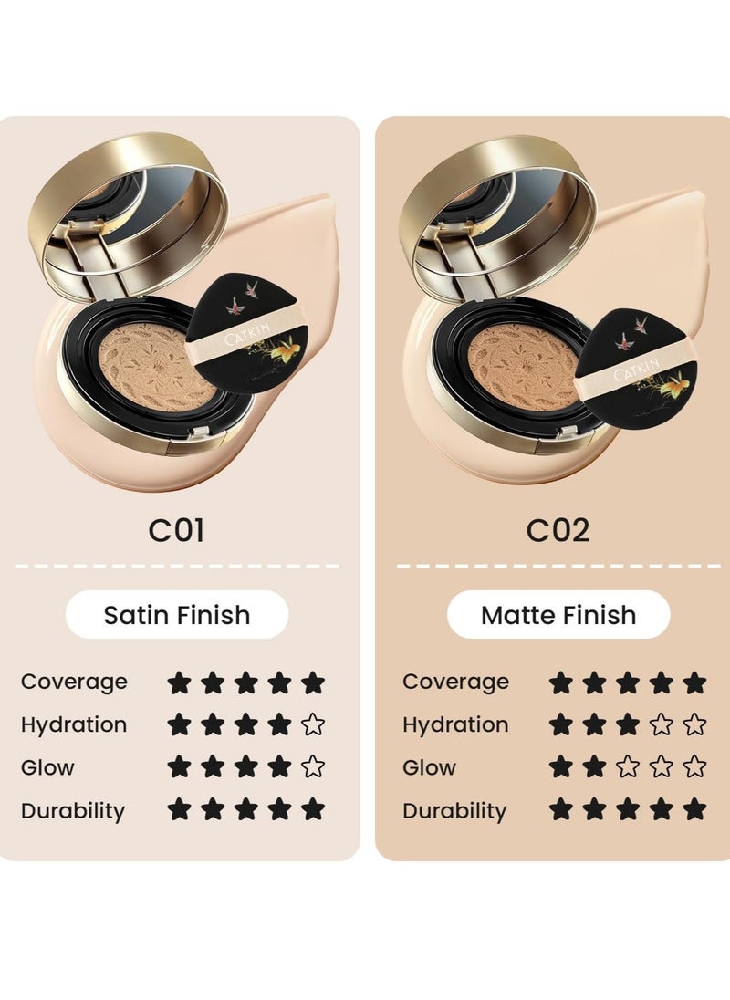 Cushion Foundation with Pressed Powder Waterproof Full Coverage Foundation Lightweight Pressed Setting Powder SUMMER PALACE Collection