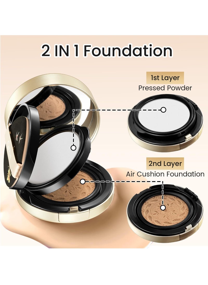 Cushion Foundation with Pressed Powder Waterproof Full Coverage Foundation Lightweight Pressed Setting Powder SUMMER PALACE Collection