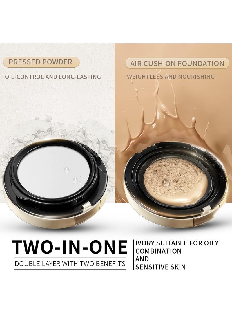 Cushion Foundation with Pressed Powder Waterproof Full Coverage Foundation Lightweight Pressed Setting Powder SUMMER PALACE Collection