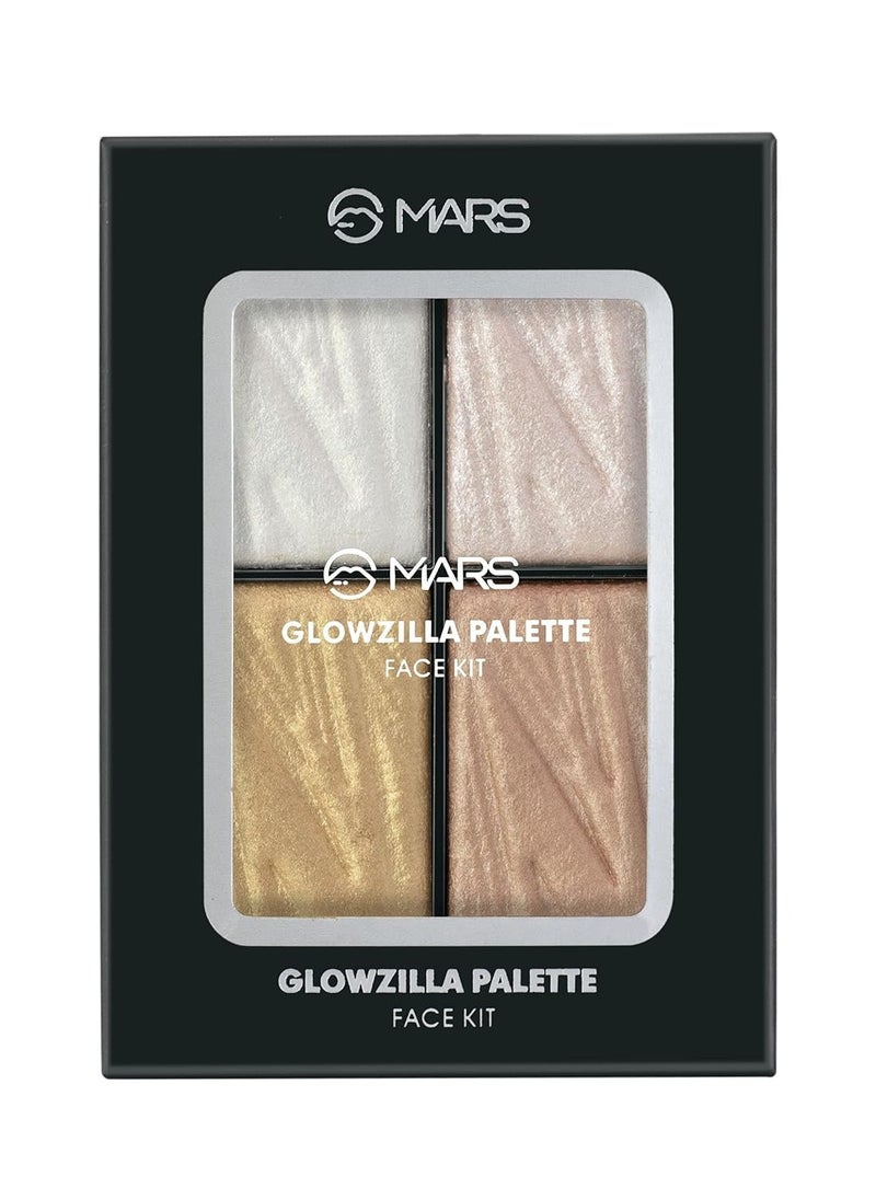 MARS Glowzilla Highlighter Face Palette | Ultra Blendable & Long Lasting | Blinding Glow (12.0 gm) (SHADE-02)