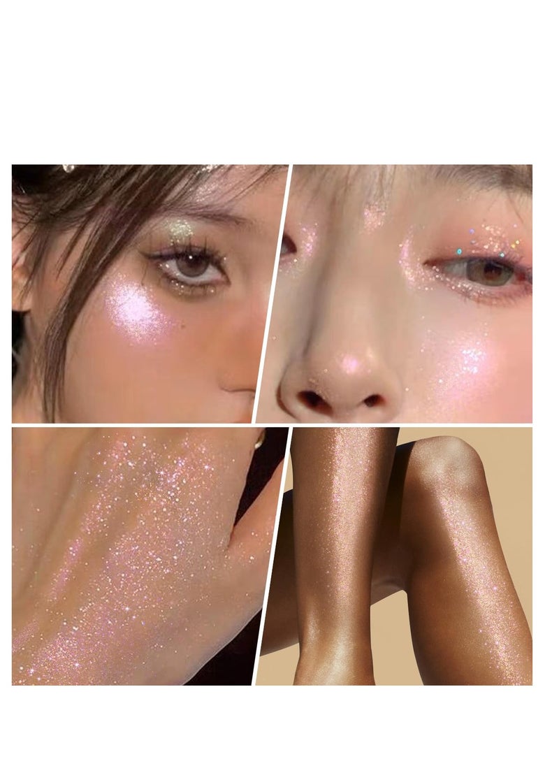 UCANBE Hydrating Body Glitter Dewy Highlighter Makeup Luminizer Drops Body Shimmer Liquid Face Glow Sparkles for Women Gifts (Rose Gold - 03)