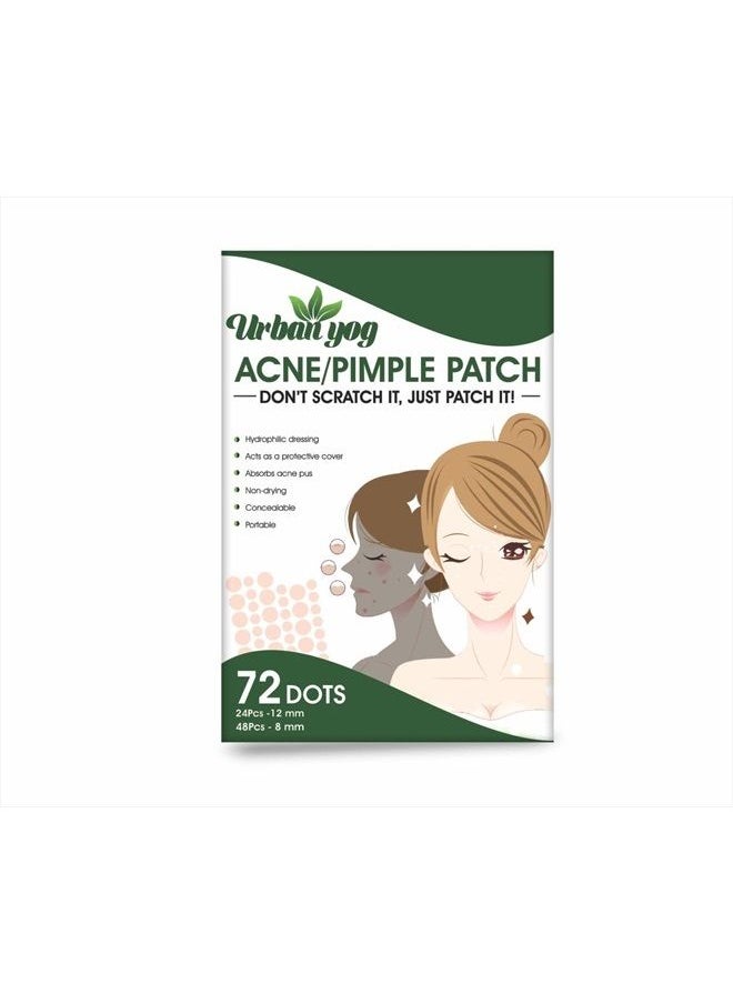 Acne Pimple Patch - Invisible Facial Stickers cover with 100% Hydrocolloid, Pimple Patches for Face (72 Dots)