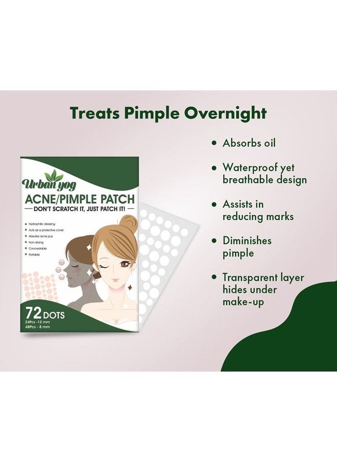 Acne Pimple Patch - Invisible Facial Stickers cover with 100% Hydrocolloid, Pimple Patches for Face (72 Dots)