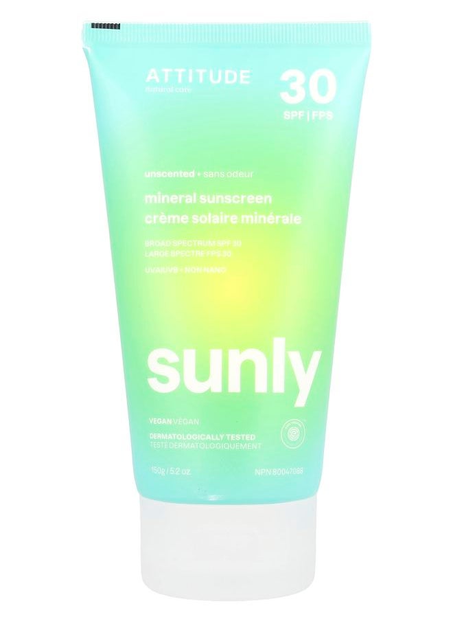 Sunly Mineral Sunscreen 30 SPF Unscented  5.2 oz (150 g)