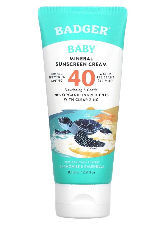 Baby Mineral Sunscreen Cream SPF 40 Chamomile & Calendula  2.9 fl oz (87 ml)