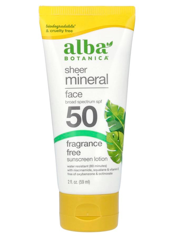 Sheer Mineral Face Sunscreen Lotion SPF 50 Fragrance Free 2 fl oz (59 ml)