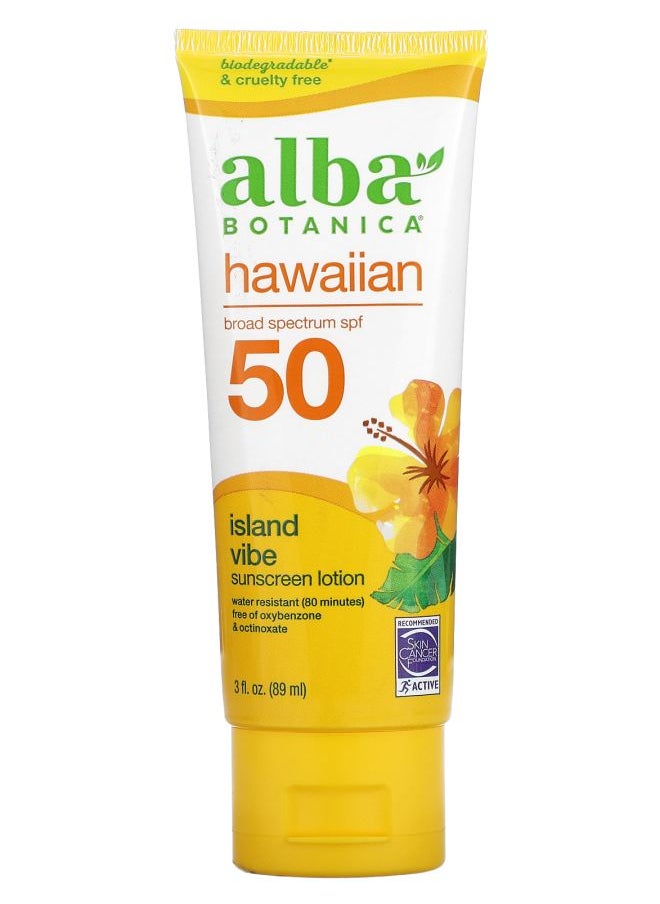 Hawaiian Sunscreen Lotion SPF 50 Island Vibe 3 fl oz (89 ml)