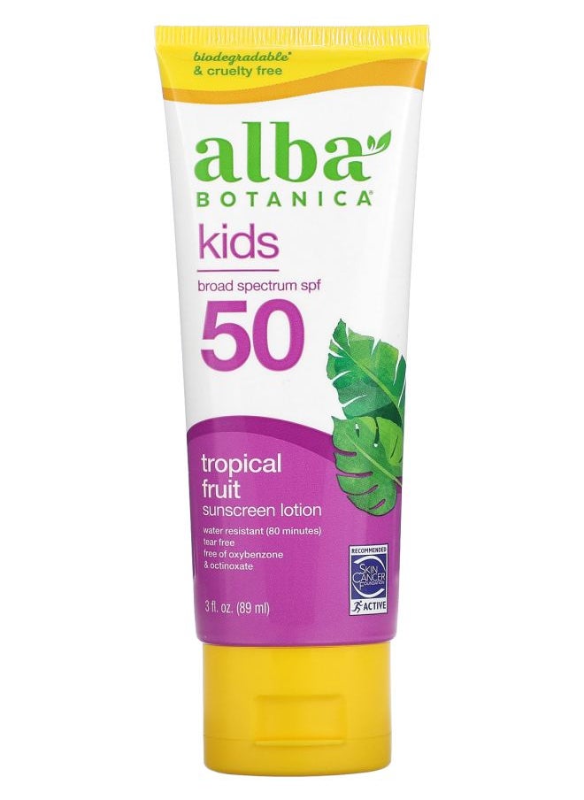 Kids Sunscreen Lotion SPF 50 Tropical Fruit 3 fl oz (89 ml)