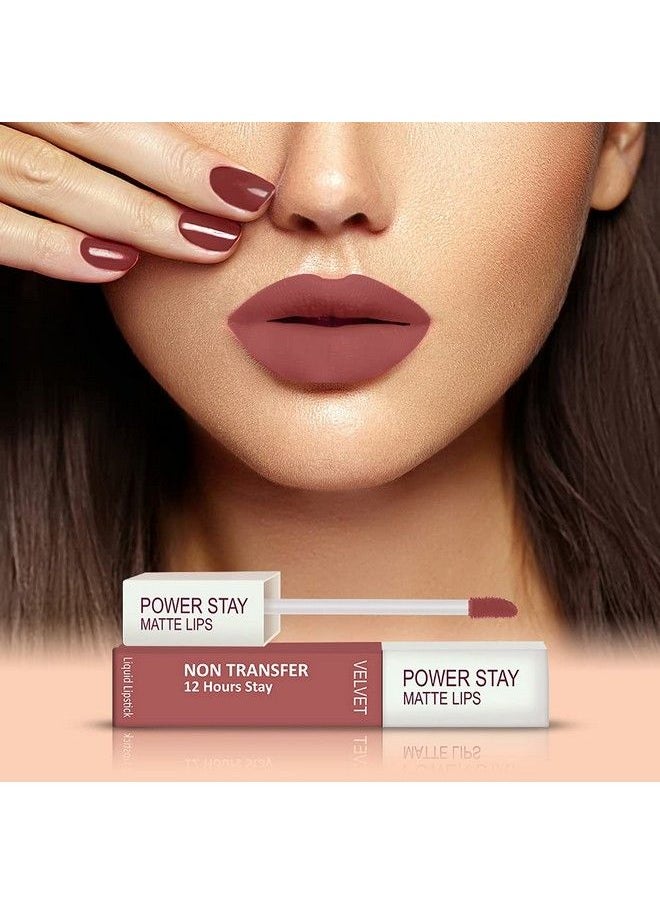 Power Stay Long Last Matte Lipstick Combo Of 2 Waterproof (12 Hrs Stay) (Mauve Matte Sandy Nude Pack Of 2)