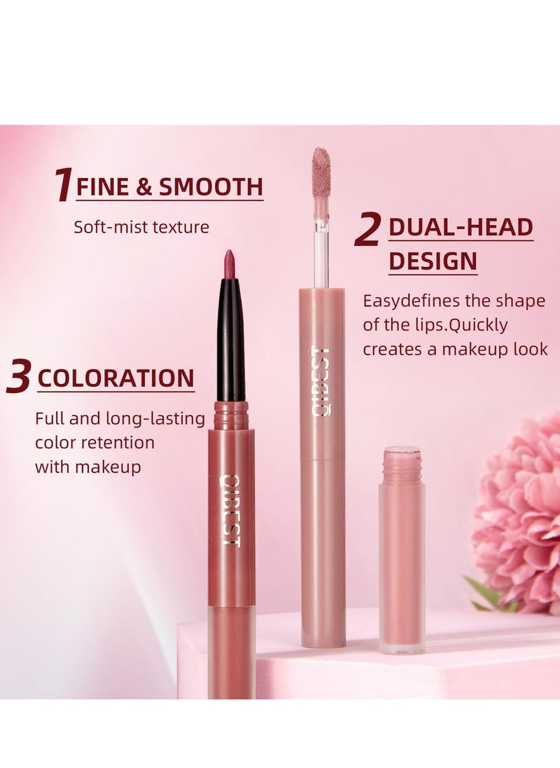 Matte Liquid Lipstick and Lip Liner Pens Set, 3 Pcs Waterproof and Long Lasting, Velvety Nude Smooth, 24 Horas Originales Makeup, Gloss Make up Gift Set