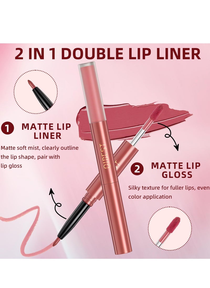 Matte Liquid Lipstick and Lip Liner Pens Set, 3 Pcs Waterproof and Long Lasting, Velvety Nude Smooth, 24 Horas Originales Makeup, Gloss Make up Gift Set