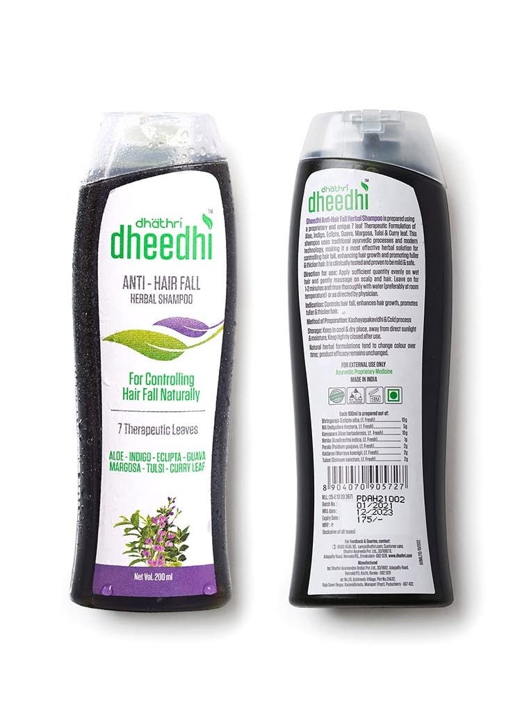 Dhathri Dheedhi Anti Hairfall Shampoo - 200ml | Herbal Shampoo for Hair Fall Control, organic shampoo for hairfall and hair regrowth, Ayurvedic Shampoo for Women and Men | sulfate free shampoo
