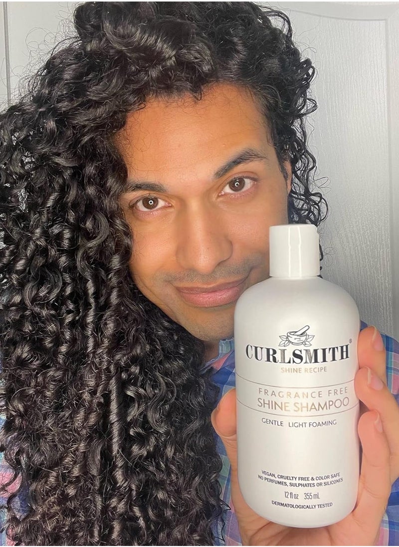 Shine Shampoo Gentle Sensitive Fragrance Free Cleanser for All Curl and Hair Types Vegan 355ml