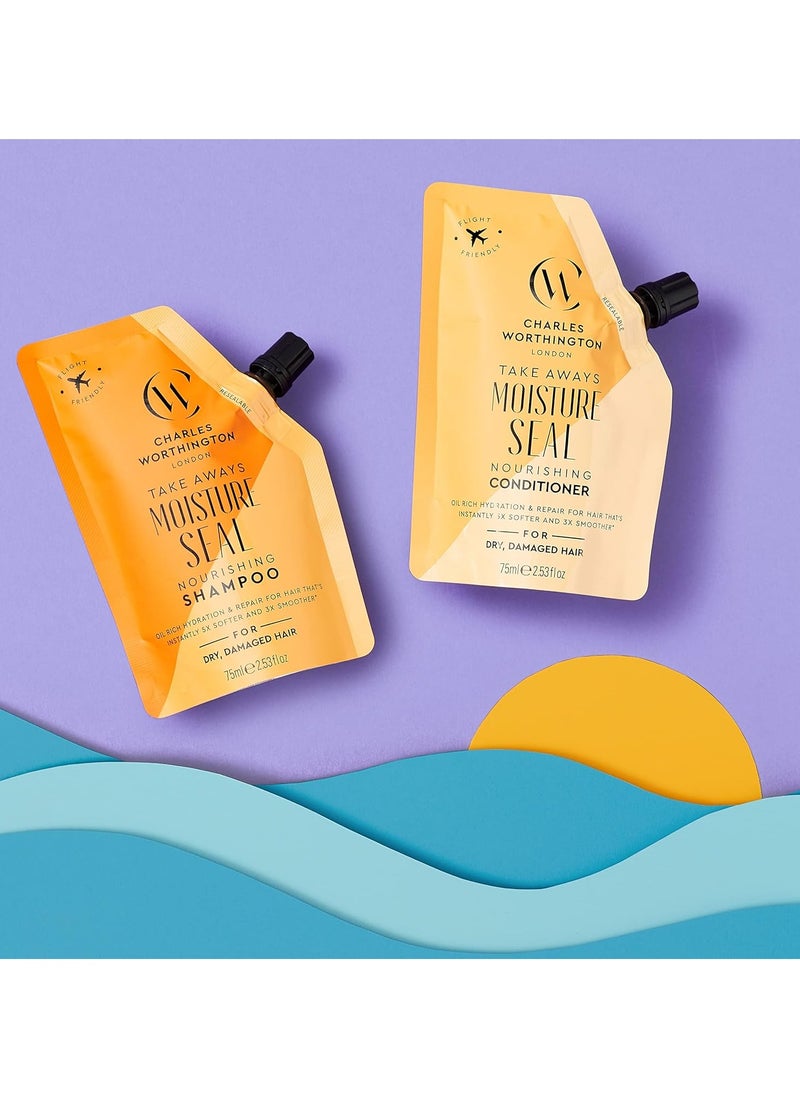 Moisture Seal Nourishing Shampoo Takeaway Travel Size Coconut Argan and Macadamia Oils Salon Shampoo for Deep Moisture 75ml