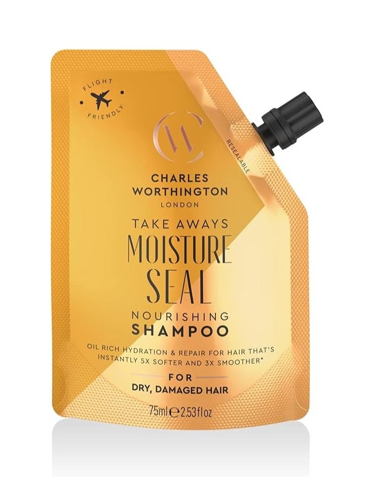 Moisture Seal Nourishing Shampoo Takeaway Travel Size Coconut Argan and Macadamia Oils Salon Shampoo for Deep Moisture 75ml