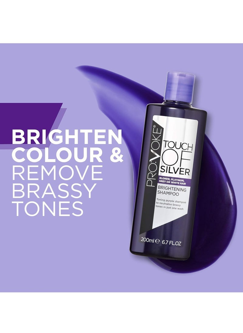 Touch Of Silver Brightening Purple Shampoo 200 ml Neutralises Yellow and Orange tones, Formulated with Violet and Blue Pigments