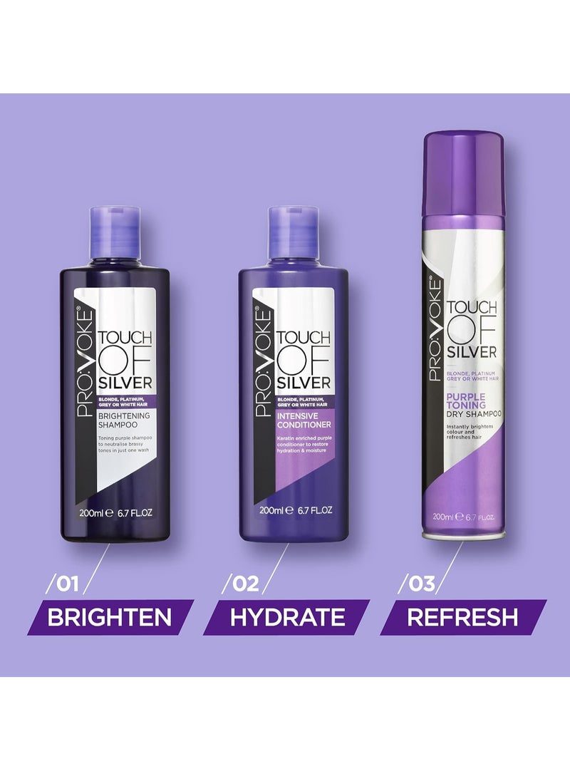 Touch Of Silver Brightening Purple Shampoo 200 ml Neutralises Yellow and Orange tones, Formulated with Violet and Blue Pigments