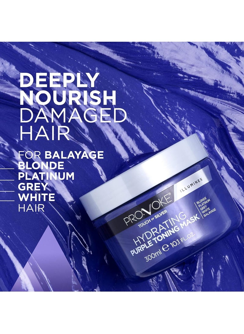 Touch Of Silver Hydrating Purple Toning Hair Mask 300 ml Brightens Blonde Platinum White or Grey Hair Whilst Deeply Nourishing Damaged Hair