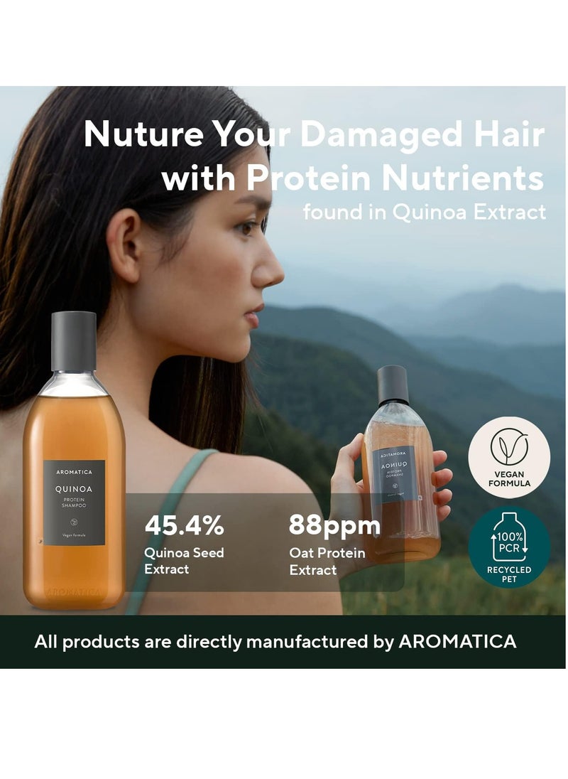 AROMATICA Quinoa Protein Shampoo 13.53 oz / 400ml – Provides Protein and Nourishment to Extremely Damaged Hair- Free from Sulfate, Silicone