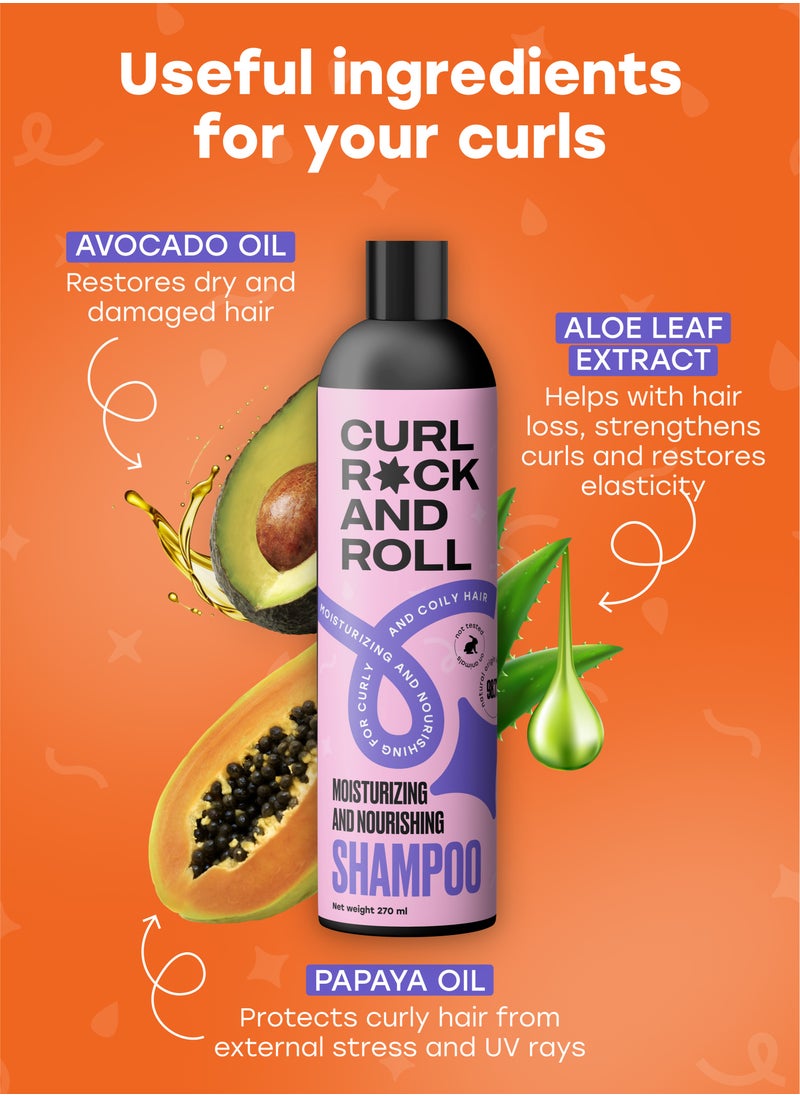 Curl Rock and Roll Shampoo - Moisturizes and Nourishes Hair - Paraben-Free & Sulfate-Free, 270 ml